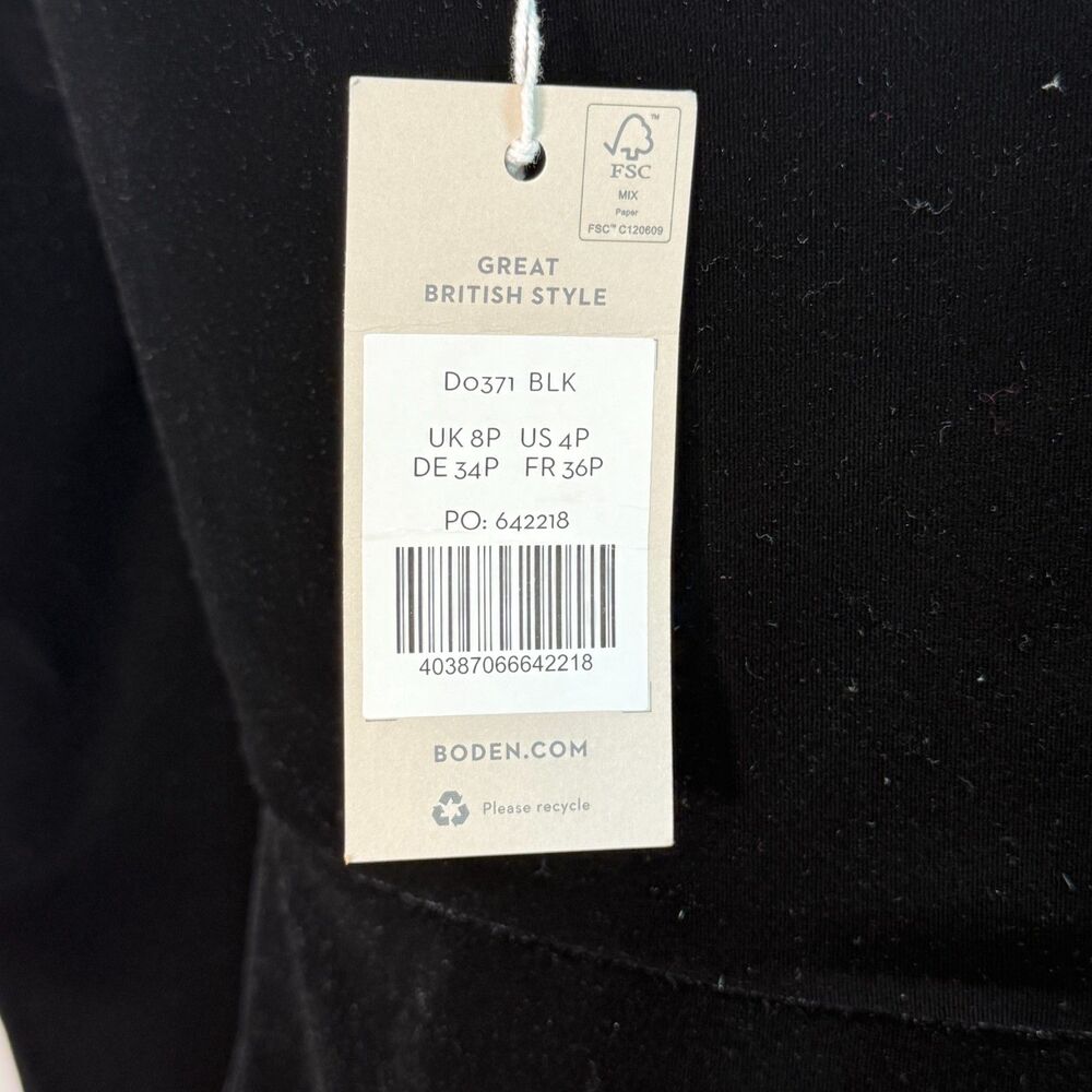 Boden | NWT | Black Sweetheart Neck Velvet Midi Off Shoulder Dress | Sz 4P US - Picture 8 of 13